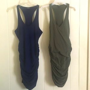 2 ruched midi dresses